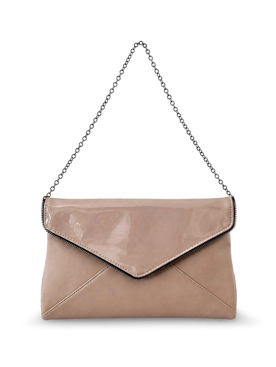 La Diva Handbags - La Diva Nude Patent Leather Envelope Clutch Crossbody Bag | Gunmetal Hardware